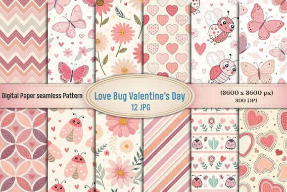 Download Love Bug Valentine’s Day Seamless Digita - Day Collection
