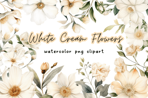 Download White Cream Watercolor Flower Clipart - Watercolor flower clipart Collection