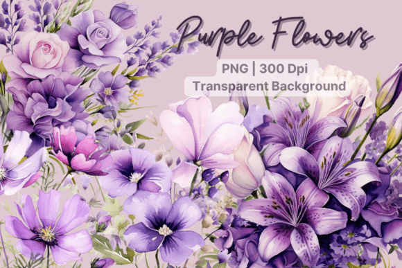 Download Purple Flowers Watercolor Flower Clipart - Watercolor flower clipart Collection
