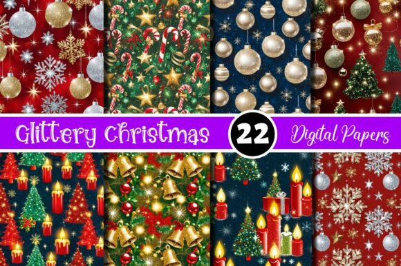 Download Glittery Christmas Paper Patterns Set - Premium Resources