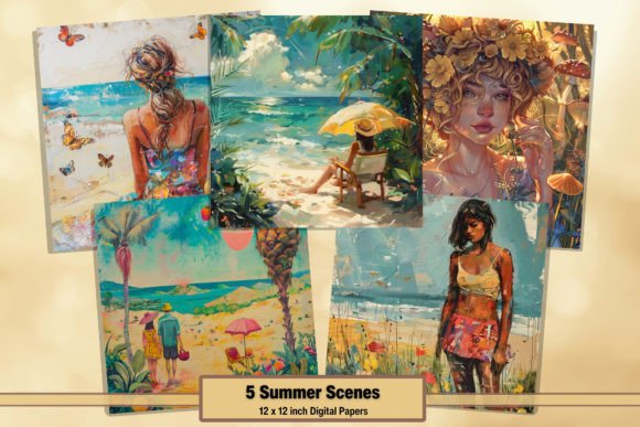 Download Watercolour Summer Beach Digitals 46 - Digitals Collection