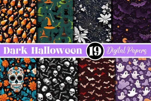 Download Dark Halloween Papers Pattern Set - Premium Resources