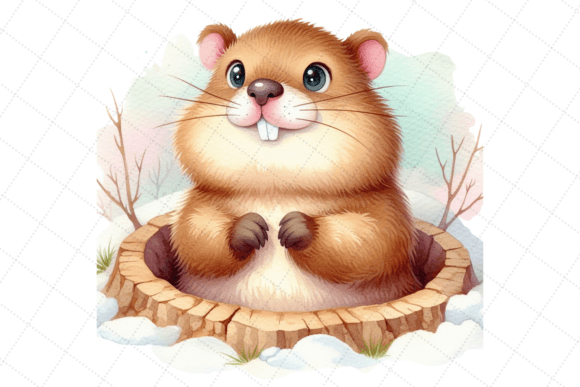 Download Watercolor Happy Groundhog Day Clipart - Day Collection