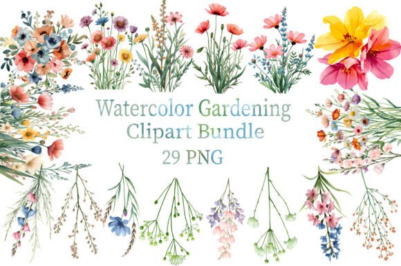 Download Watercolor Flower Clipart Bundle - Watercolor flower clipart Collection
